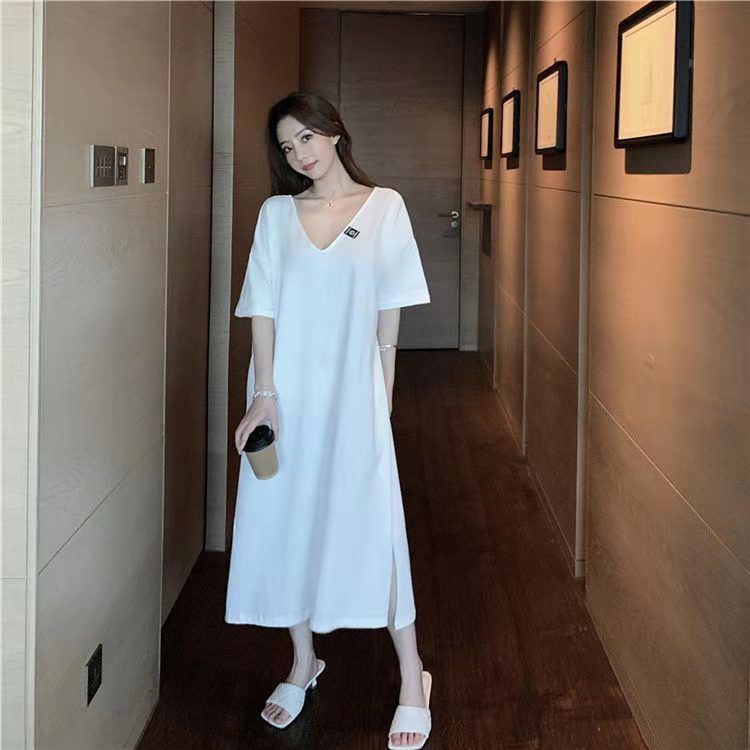 Đầm Maxi Cổ Chữ V Hở Lưng Màu Sắc Trơn Quyến Rũ Có Thể Mặc Cho Phụ Nữ 40-150KG C9090 Cỡ Lớn 100KG