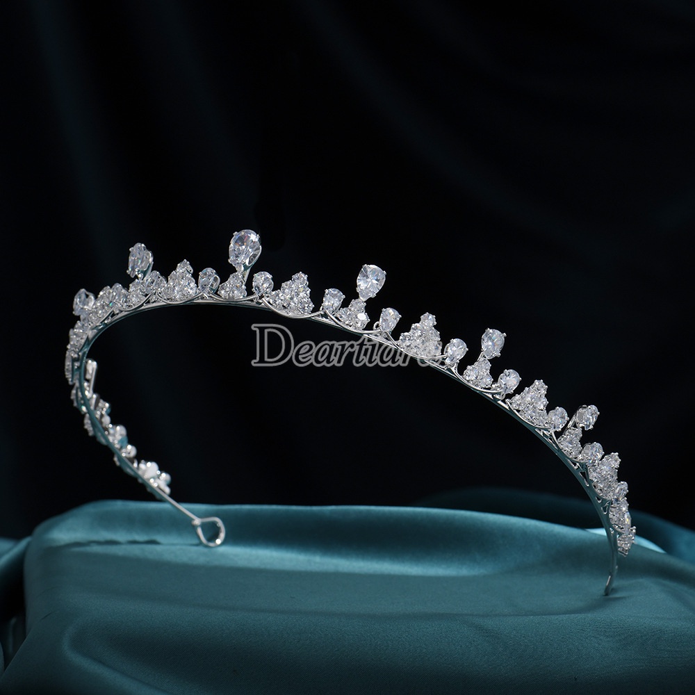Vương Miện Cài Tóc Đính Đá Zircon Cho Cô Dâu