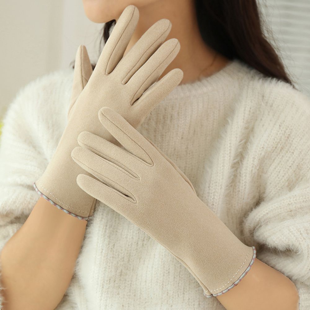 Găng tay nữ SKJK nhung mềm giữ ấm chống gió phong cách Hàn Quốc
