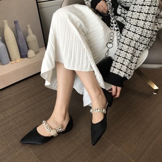 [SẴN ĐỦ SIZE] Giày mũi nhọn quai gắn đá (ảnh thật ở cuối)