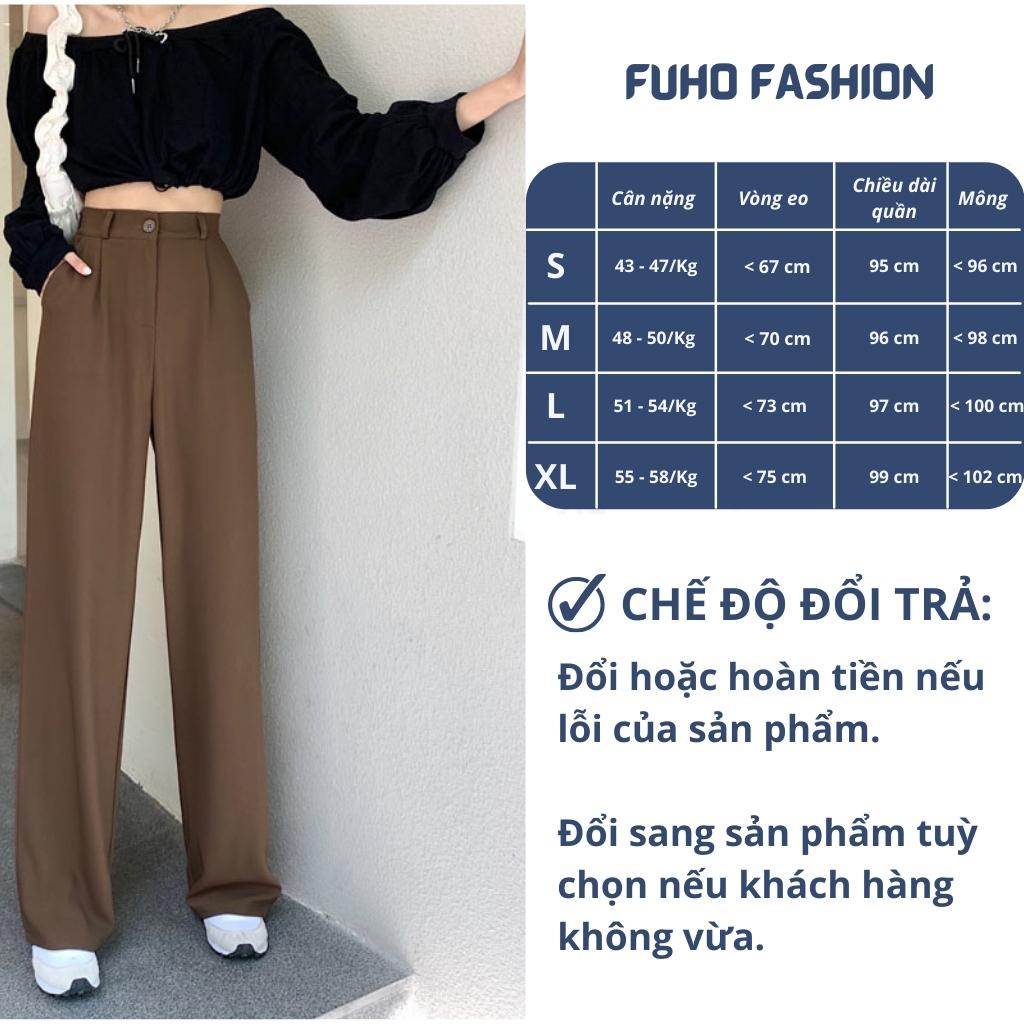Quần ống rộng nữ lưng cao FUHO Fashion công sở đi học cao cấp đẹp, chất Tuyểt mưa thoáng mát 001