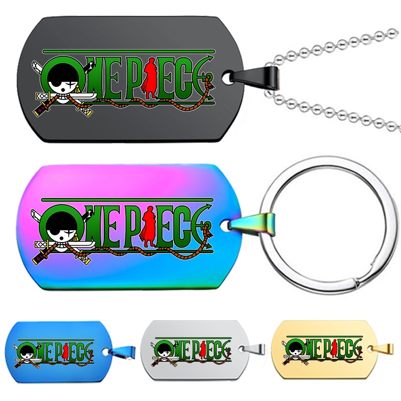 Set 1 Vòng cổ 5 Màu Mặt Hình Logo Zoro Trong One Piece Bằng Thép Không Gỉ