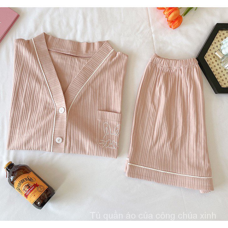 Yukata Bộ Đồ Ngủ Vải Cotton Kiểu Hàn Quốc Thời Trang Mùa Hè 2021 Rsgx