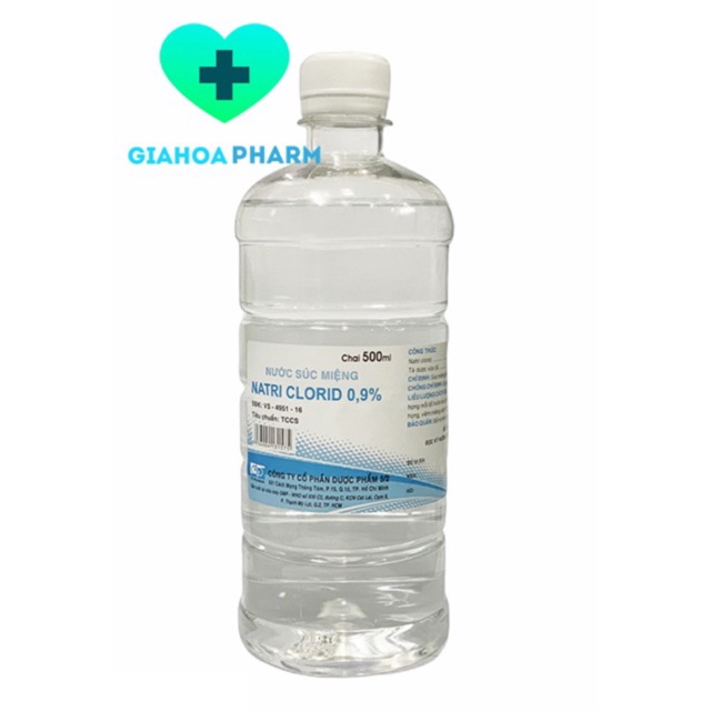 Dung dịch nước muối sinh lý súc miệng 3/2 (FT Pharma) chai 500ml - Natri clorid 0,9% (Súc họng, rửa mặt)