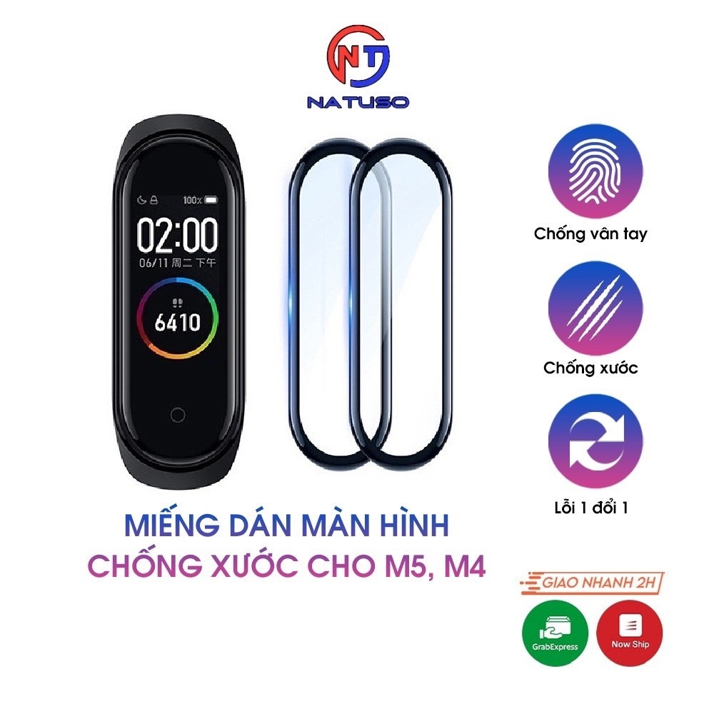 Miếng dán màn hình chống xước cho đồng hồ miband 5, mi band 4 3D tràn viền