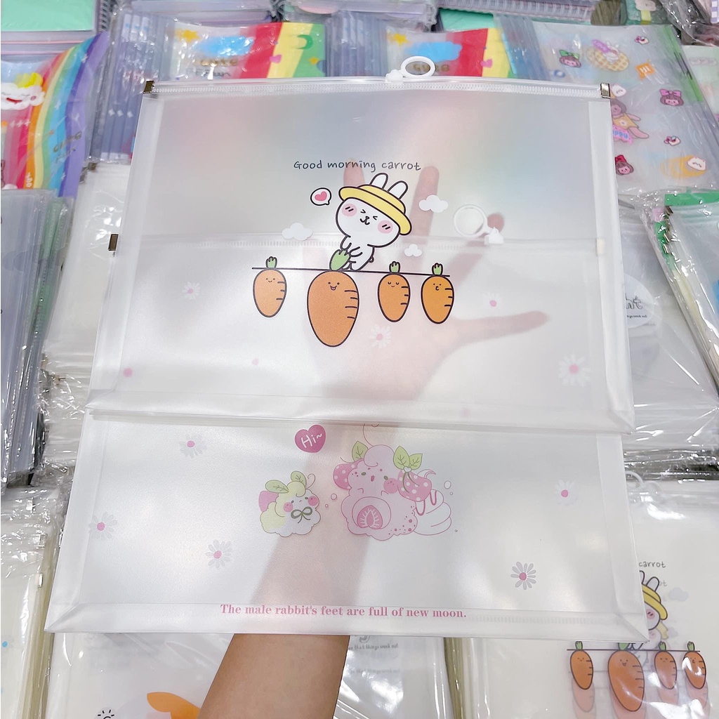 Túi zip A4/B5 , bìa đựng hồ sơ chống nước hình dễ thương