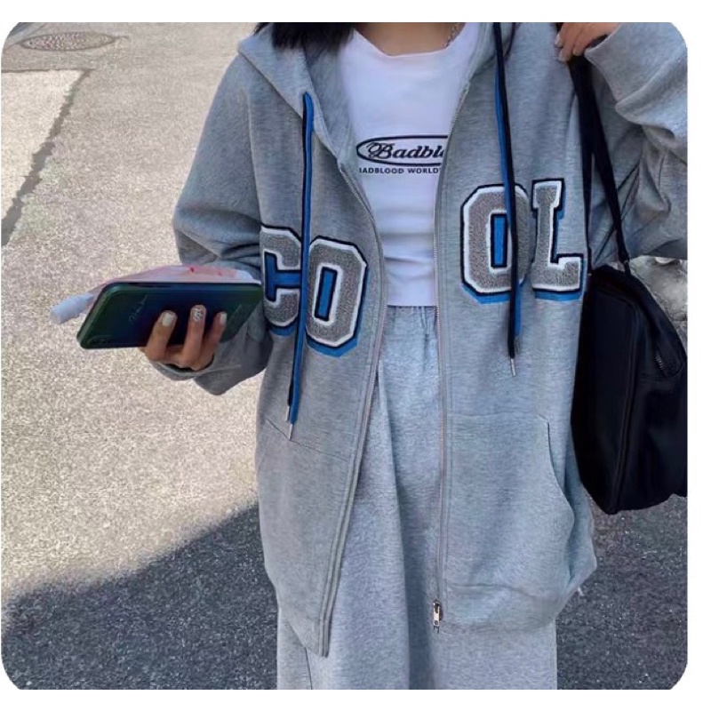 Áo Khoác Nỉ Ngoại Xám COOL Unisex [FREESHIP] Hoodie zip form rộng tay bồng kiểu dáng nổi bật cá tính hàn quốc