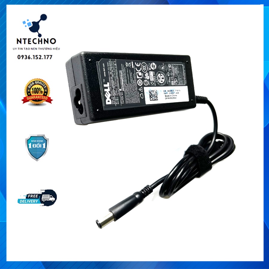 Sạc Zin Laptop Dell 19.5V 3.34A 65W Chân kim to/Chân kim nhỏ dành cho laptop Dell -Tặng kèm dây nguồn- Bảo hành 12 Tháng