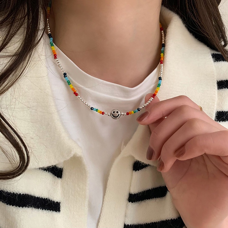 Dây Chuyền Mặt Cười Pha Lê Màu Cầu Vồng Dễ Thương 19A1619