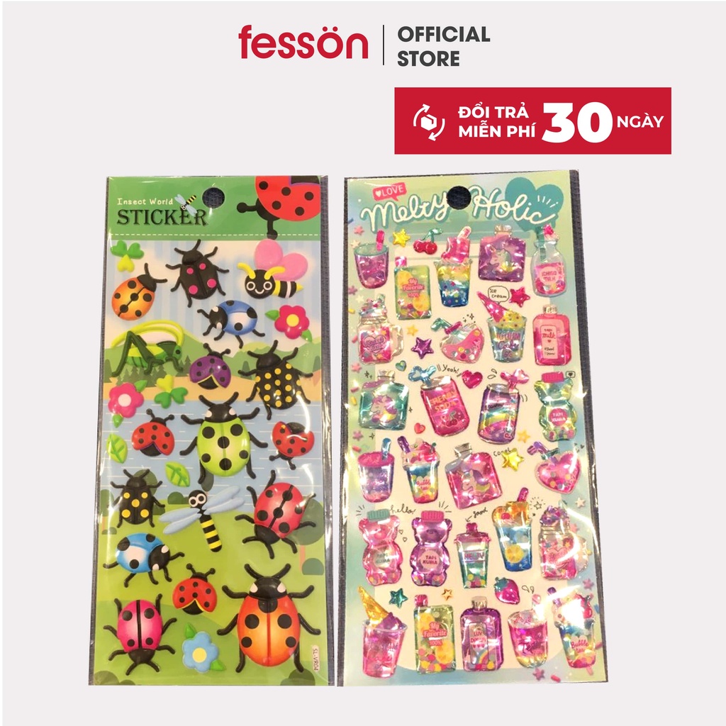 Set sticker hình dán cho bé fesson, Sticker 3d trang trí sáng tạo, đa dạng mẫu mã