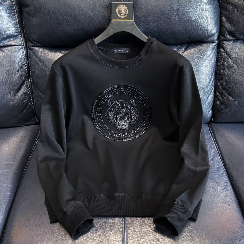 Áo Thun Nam Dài Tay Thêu Hình Đầu Hổ Phong Cách Châu Âu Cao Cấp