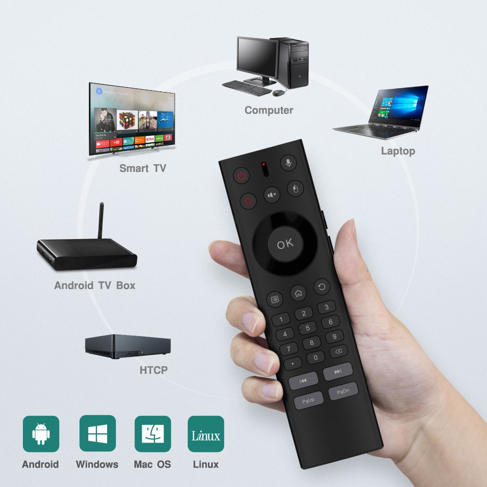 Remote Q8 | Tìm kiếm giọng nói 1click | cho android tx5, tx3 mini, tx92, x96 mini, mibox, mecool