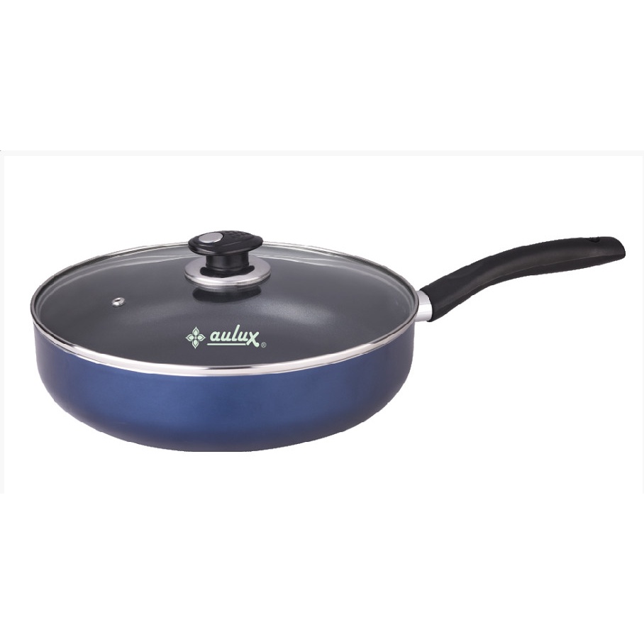 CHẢO CHỐNG DÍNH ĐÁY TỪ AULUX , CHẢO SÂU LÒNG , CHẢO NẮP KÍNH SIZE 26-28-30CM CHÍNH HÃNG-CÓ BẢO HÀNH