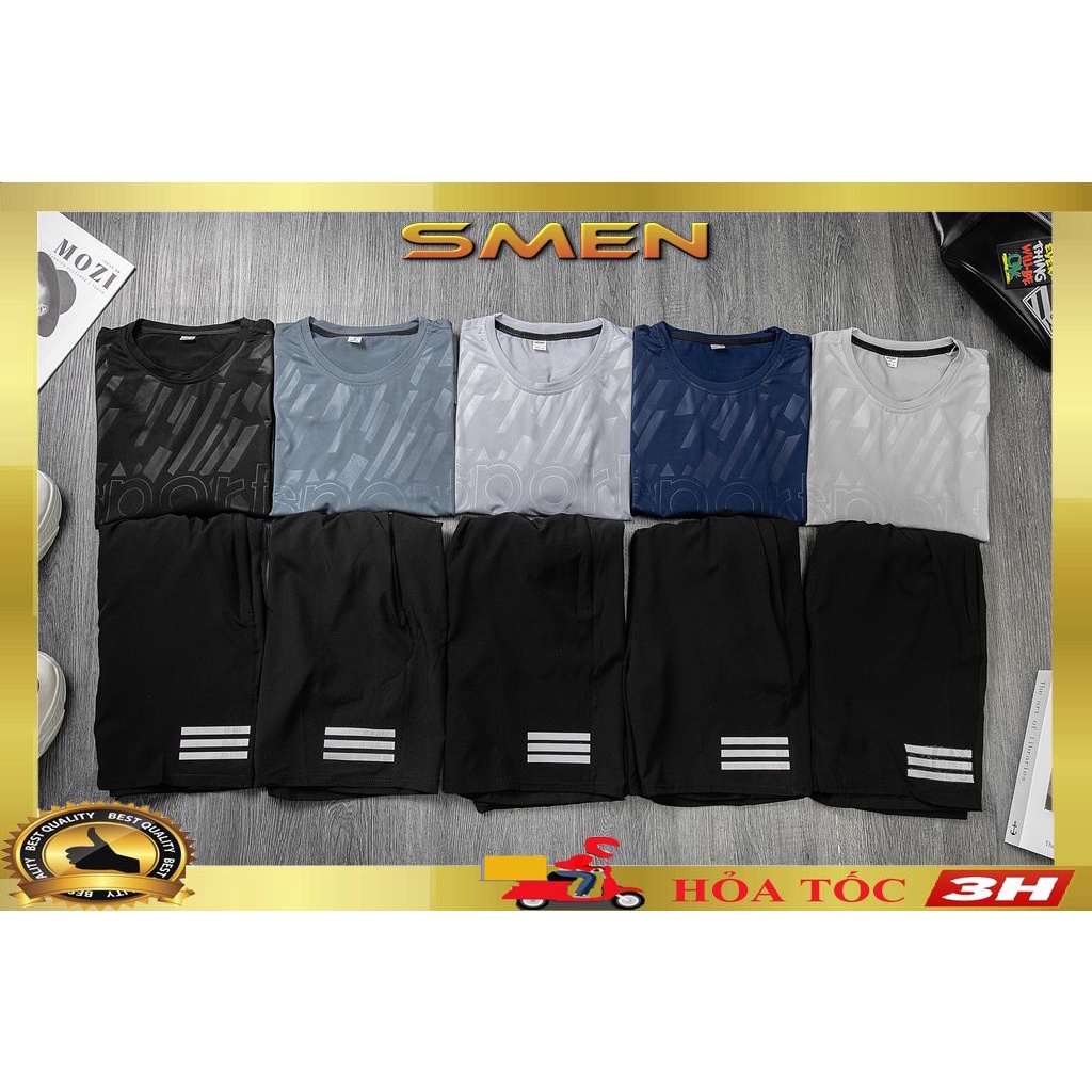 Bộ thể thao nam thun lạnh tập gym, bộ đồ nam thể thao co giãn 4 chiều BO02 - SMEN