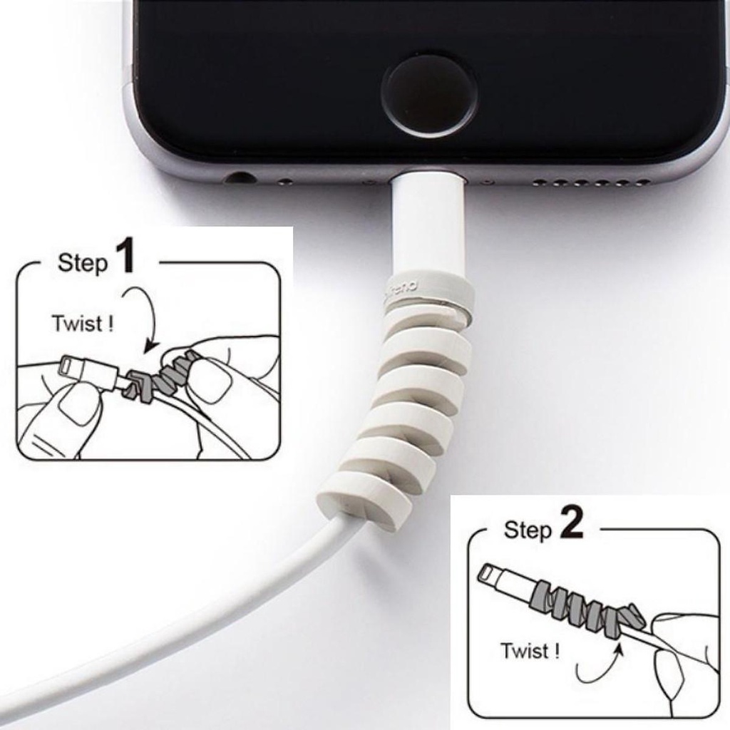 Bộ 4 dây lò xo dẻo xoắn quấn bảo vệ dây cáp sạc điện thoại, máy tính khỏi nứt bể-Bộ 4 cái- Màu ngẫu nghiên PK08