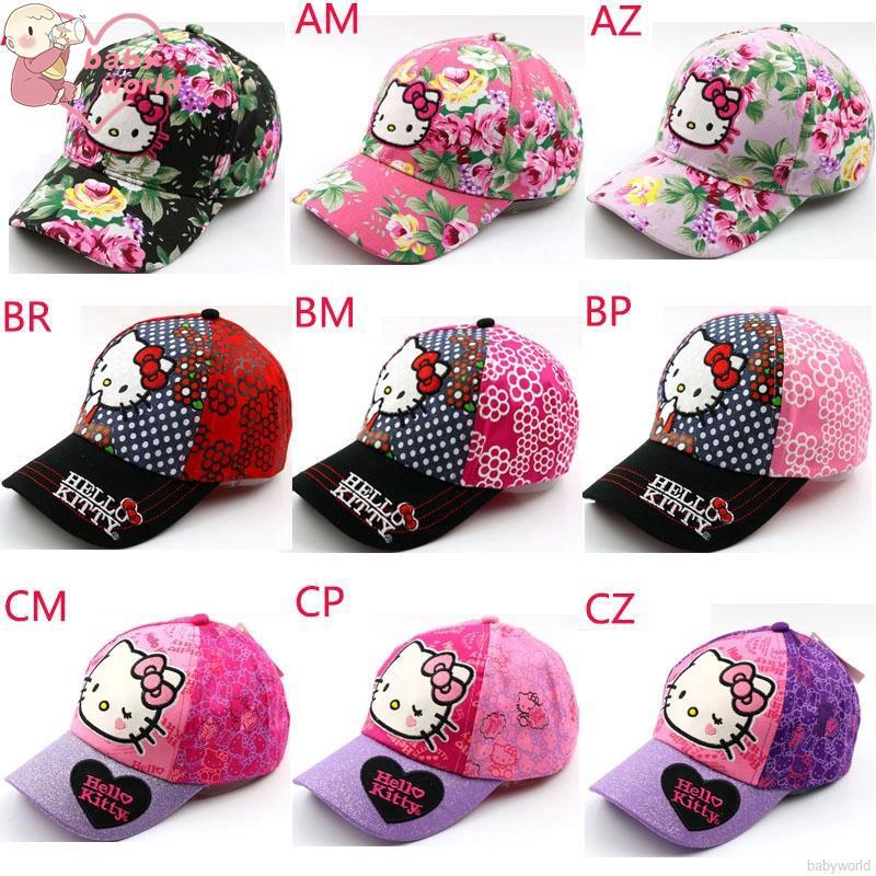 Mũ lưỡi trai thêu hình mèo Hello Kitty đáng yêu cho bé gái