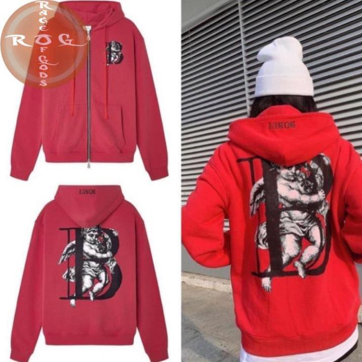 Áo khoác áo hoodies zip thiên thần B BOBUI CHUẨN REAL - màu đỏ