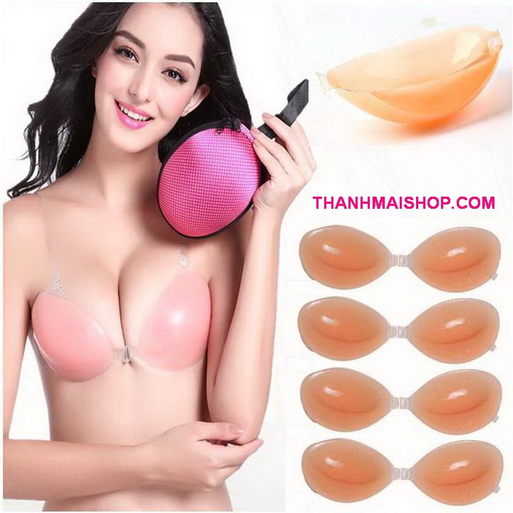 Áo lót silicon dán ngực BRA002 Free Bra 2in1 độn ngực dày 20mm kèm dây đeo