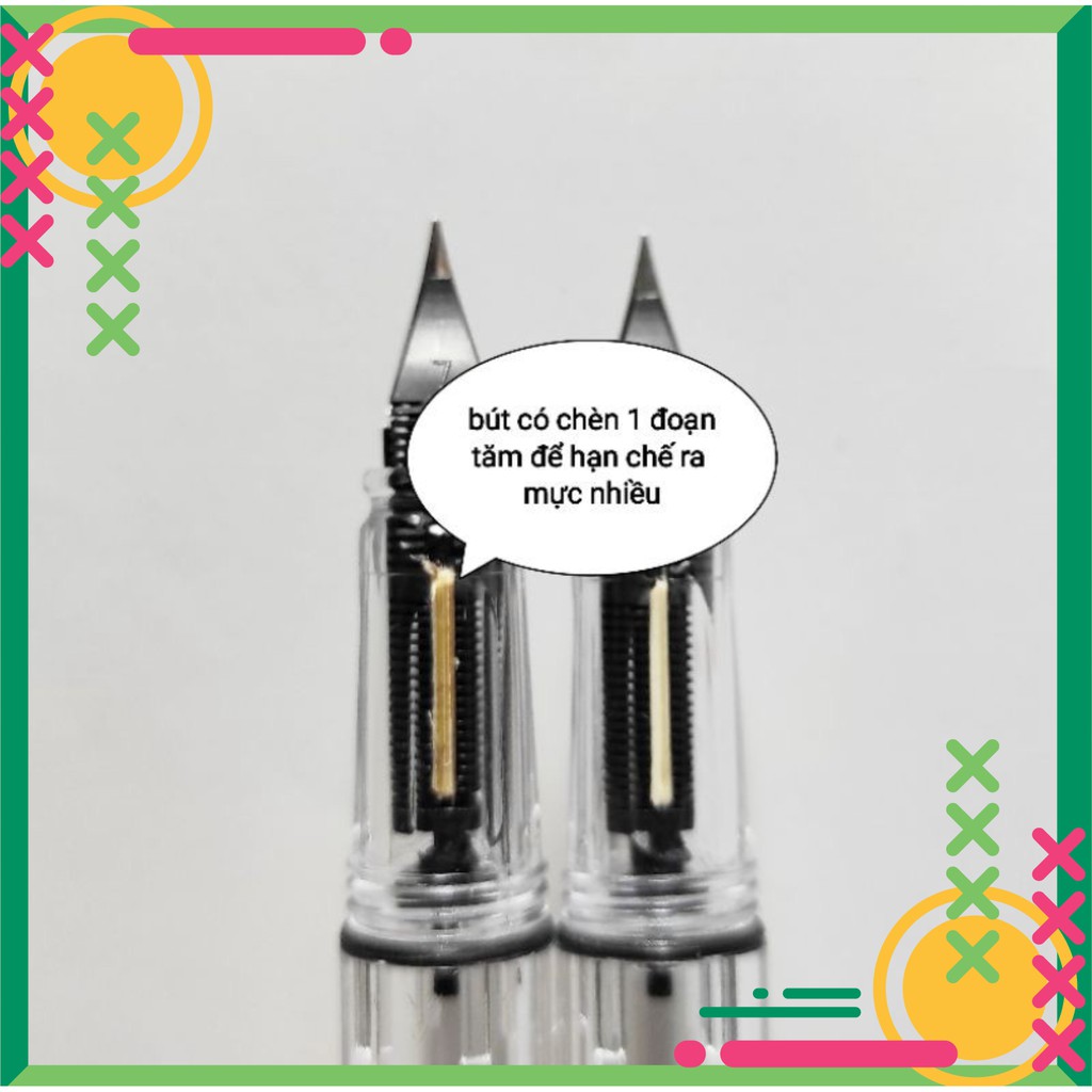 Bút Máy Thầy Ánh SH051 Calligraphy-Ngòi Lá Tre G Không Gỉ -Tự Tạo Thanh Đậm-Không Kén Mực-Nhiều Màu Sắc