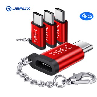 Đầu chuyển đổi jsaux từ ổ cắm micro usb sang 4 type c có móc khóa tiện lợi