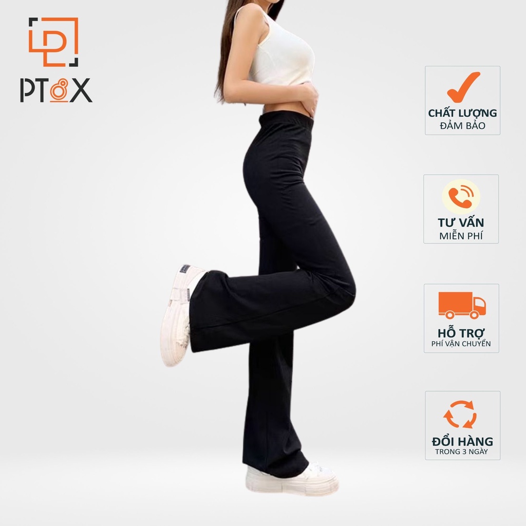 Quần ống loe cạp chun chất cotton  dáng dài 100cm PT8X-THỜI TRANG UNISEX