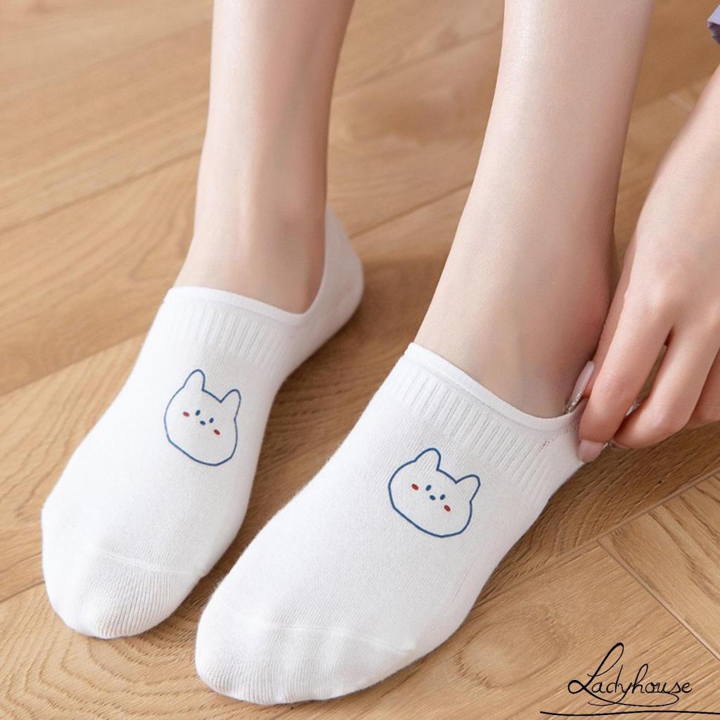 Vớ Ngắn Tới Mắt Cá Chống Trượt In Họa Tiết Động Vật Hoạt Hình Dễ Thương Cho Nữ