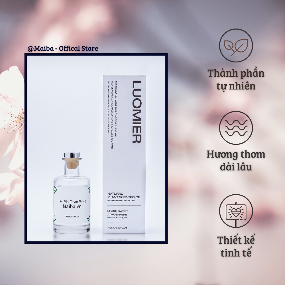 Chai Lớn 180ML Tinh dầu thơm phòng thiên nhiên MAIBA kèm que gỗ tự khuếch tán
