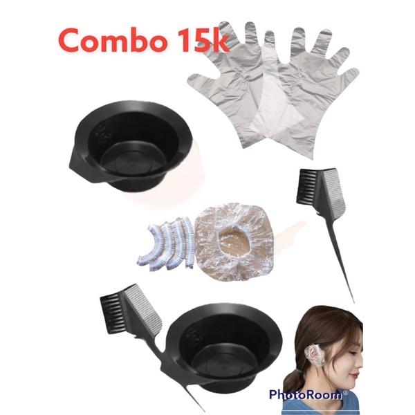 Dụng Cụ Làm Tóc Bát Nhuộm Tóc+Chổi Nhuộm Tóc+Nilong Trùm Tai+NiLong Trùm Đầu+ Găng Tay Nilong, Combo Dụng Cụ Làm Tóc Đẹp