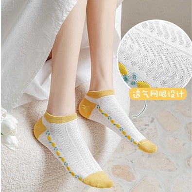 Vớ Cổ Thấp Họa Tiết Trái Chanh Dễ Thương Thời Trang Xuân Hè Cho Nữ