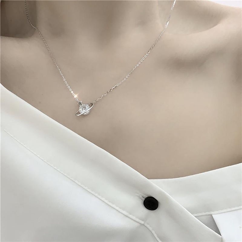 We Flower Vòng cổ Mặt Hình Hành Tinh Ngôi Sao Đính Đá Zircon Lấp Lánh Phong Cách Hàn Quốc Thanh Lịch Thời Trang Cho Nữ