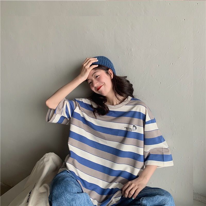 : Áo thun kẻ cậu bé AM chất thun cotton dầy mát, kẻ 2 màu, in logo cậu bé, màu đẹp chuẩn, dầy dặn..