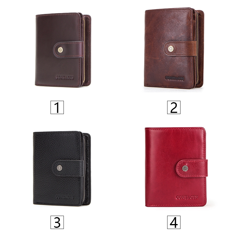 Ví Da Bò Thật Dáng Ngắn Đựng Thẻ Kiểu Retro Cá Tính Cho Nam