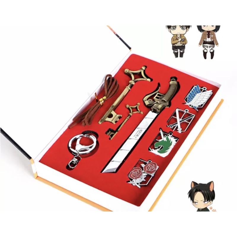 Set phụ kiện Attack of titan AOT, Sưu tầm lưu niệm kèm 2 chìa khoá