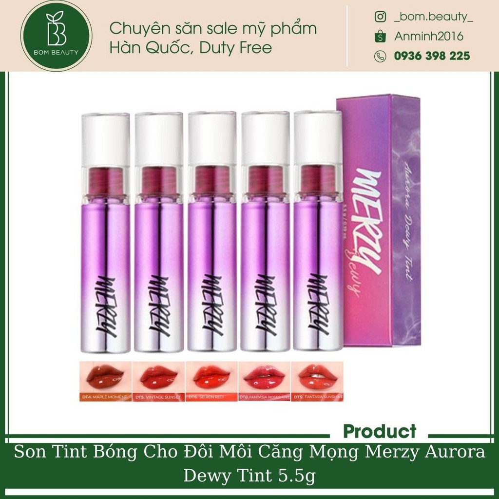 Son Tint Bóng Cho Đôi Môi Căng Mọng Merzy Aurora Dewy Tint 5.5g | BigBuy360 - bigbuy360.vn
