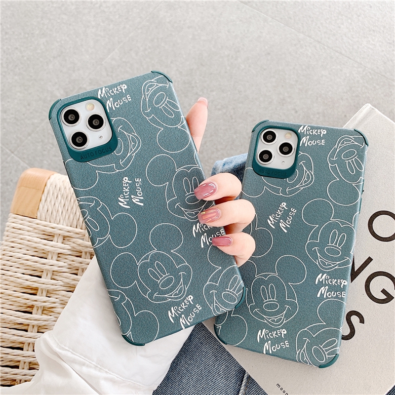 Ốp lưng iphone da Auto Focus Mikkey m0use xanh lá 7/7plus/8/8plus/x/xr/xs/11/12/pro/max/plus/promax - Awifi Case T6-15 | BigBuy360 - bigbuy360.vn