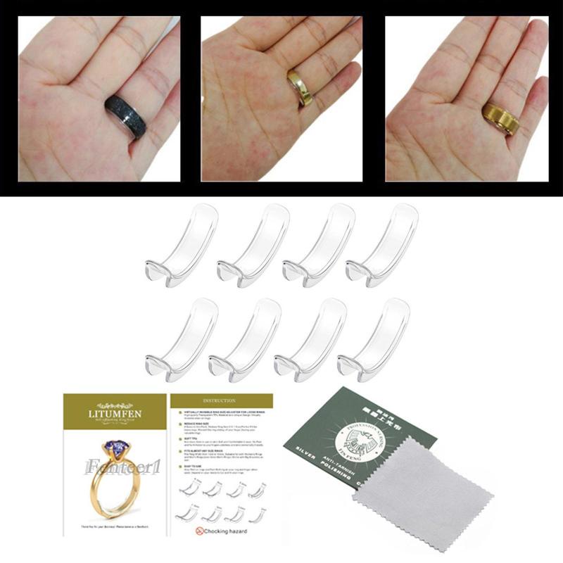 [Fenteer1] Set 8 Vòng Silicon Điều Chỉnh Kích Cỡ Nhẫn Nhựa Resin Cho Vòng Nhẫn Nữ 3.1-4mm