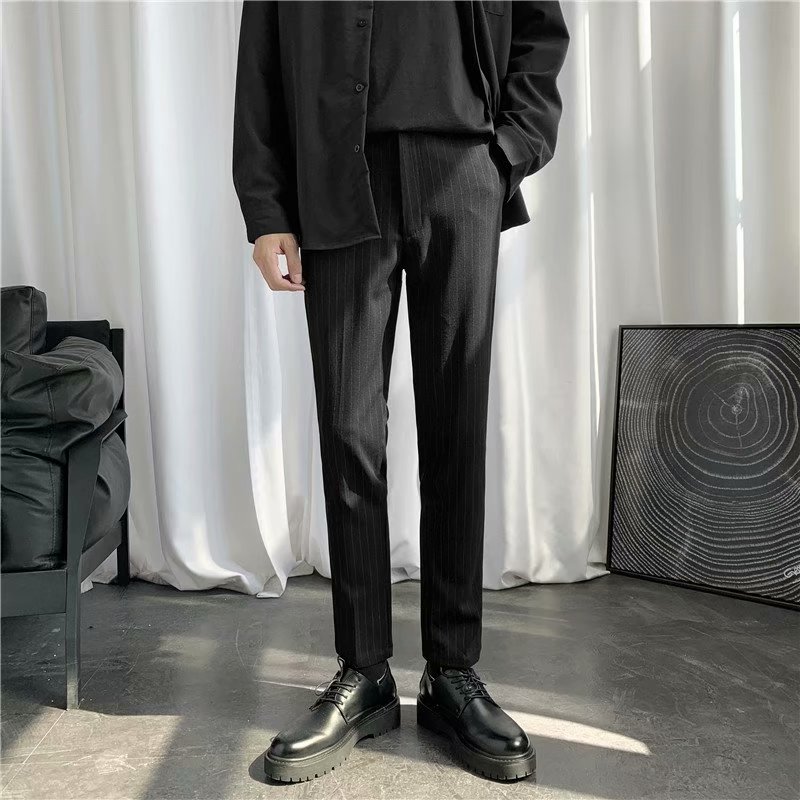 Korean style men's fashion plaid long pants with 2 optional colors