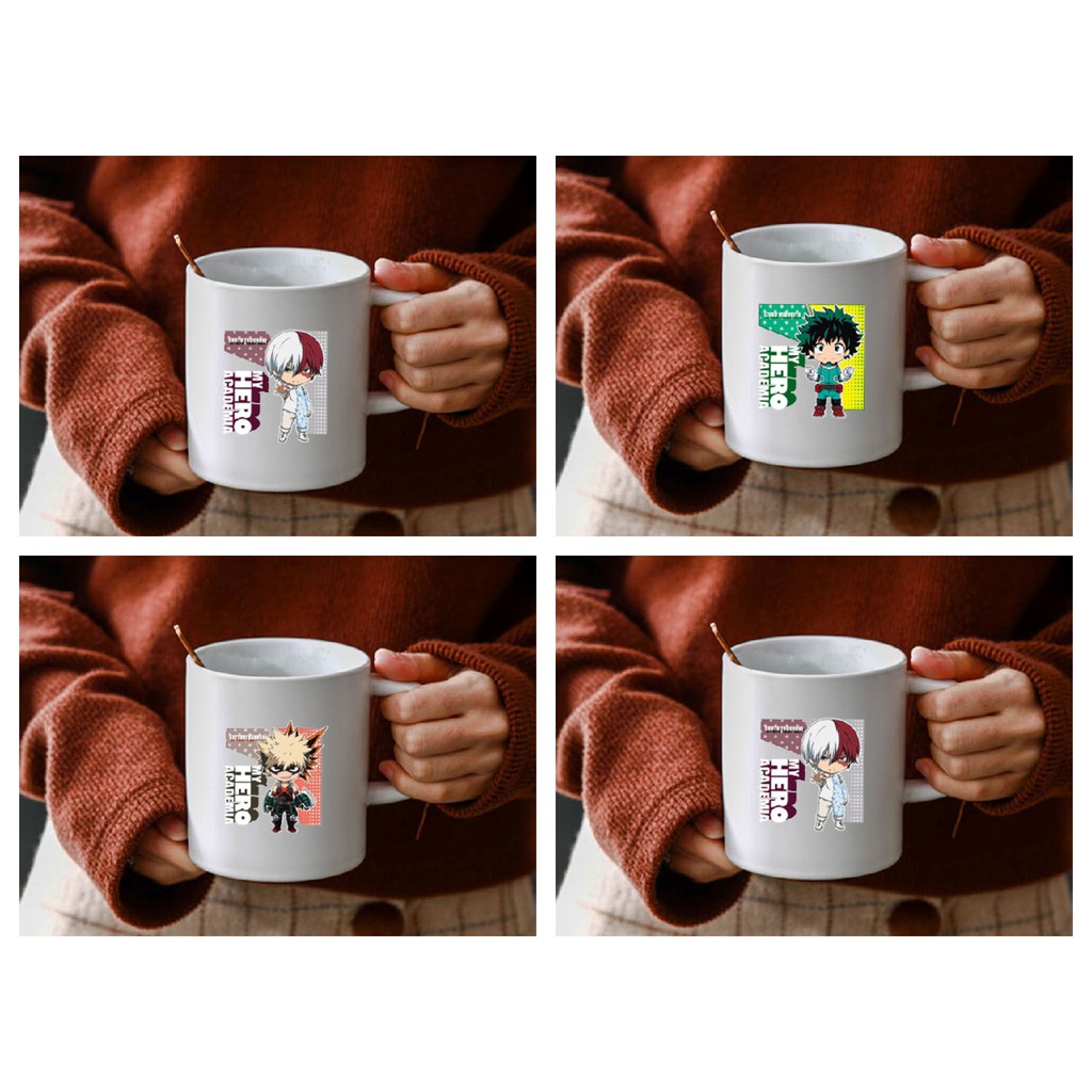 Cốc sứ trắng in hình BOKU NO HERO ACADEMIA Học Viện Anh Hùng anime chibi