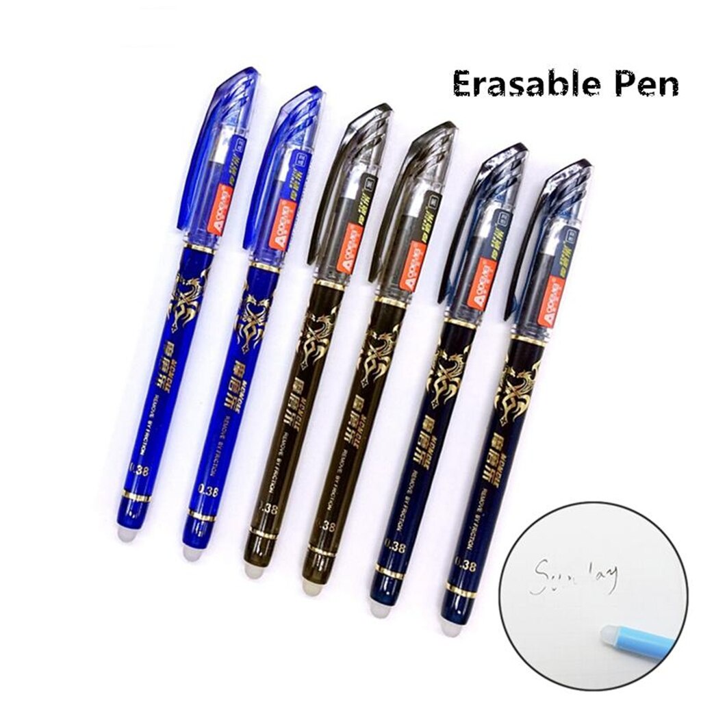 Set 2 bút mực gel và 20 ruột bút 0.5mm màu xanh dương/đen/đỏ có thể tẩy