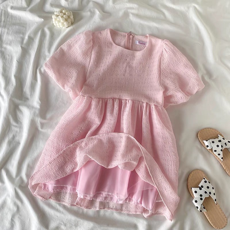 [Có ảnh thật] Đầm phồng babydoll hồng phấn xinh xắn trẻ trung phong cách ulzzang SAM SAM BOUTIQUE