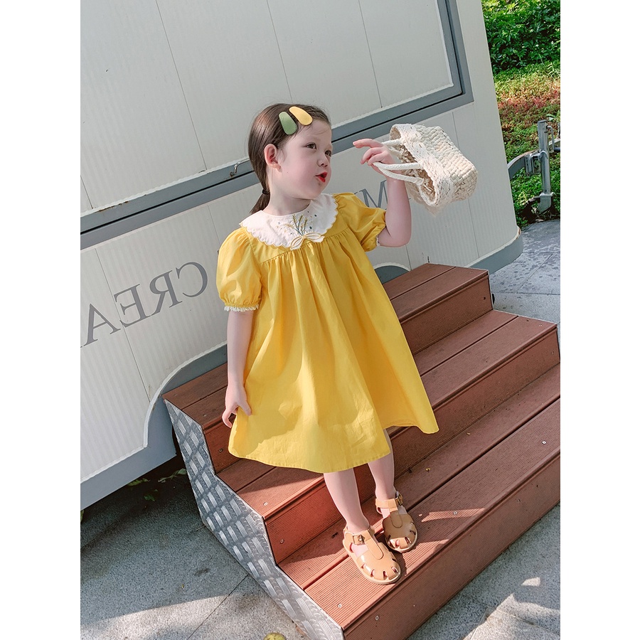 Đầm công chúa tay phồng cổ búp bê xinh xắn cho bé gái 3-8 tuổi