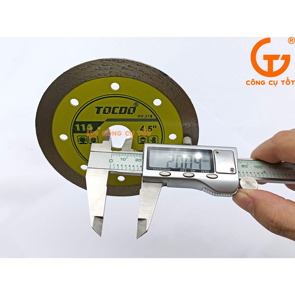 Lưỡi cắt gạch 114x12x20mm phủ kim cương tiêu chuẩn Đức TOCDO vàng