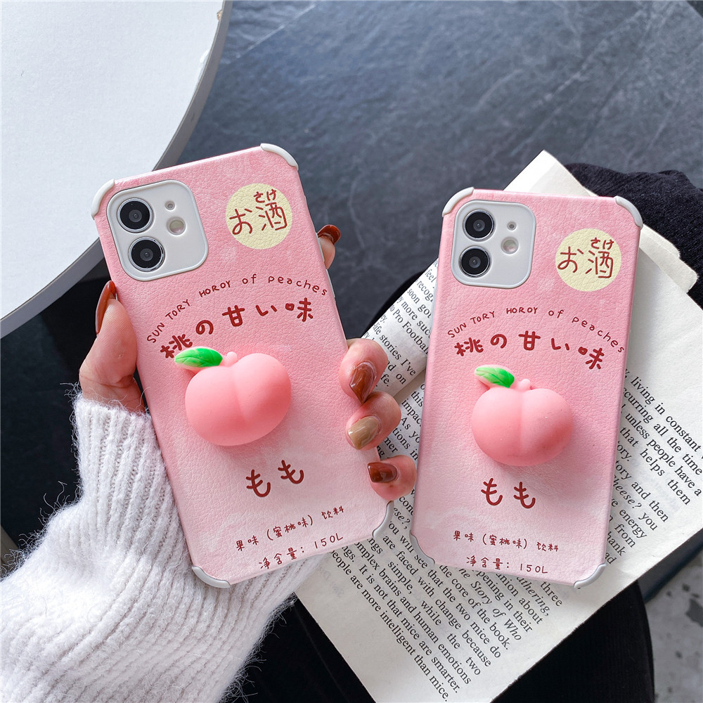 Ốp điện thoại da silicon mềm hình quả đào cho iPhone 6 / 6S / 7 / 8 Plus X XR Xs Max 11/12 Pro Max