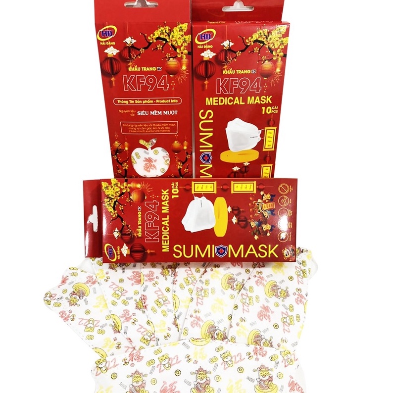 [ĐÃ KIỂM ĐỊNH CHẤT LƯỢNG ] Khẩu Trang 4D KFP4 SUMI MASK 4 Lớp Chất Lượng Cao Hộp 10 cái