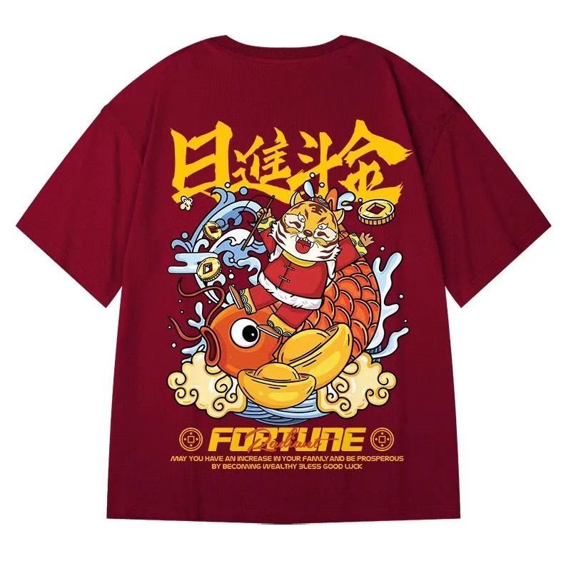 Áo Thun Tay Ngắn Cổ Tròn Dáng Rộng In Họa Tiết Thời Trang Phong Cách Nhật Bản Cho Nam Size M-8XL