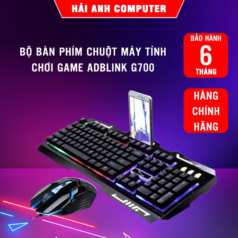 Bộ bàn phím chuột máy tính chơi game ADBLink G700 | Bàn phím giả cơ - Có Dock để điện thoại - Hàng chính hãng