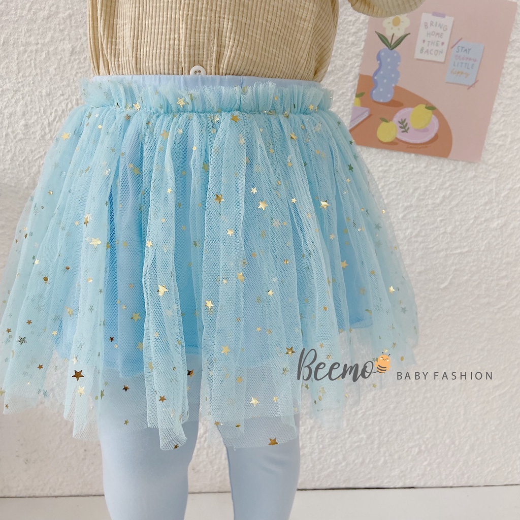 Quần legging cotton phối chân váy lưới cho bé gái Magickids quần legging co giãn thấm hút mồ hôi cho trẻ em QĐ21015