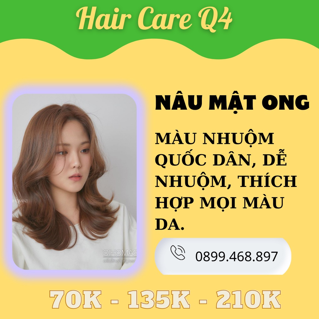 Thuốc nhuộm tóc màu nâu mật ong, nâu gỗ, nâu vàng sáng - Hair Care Q4