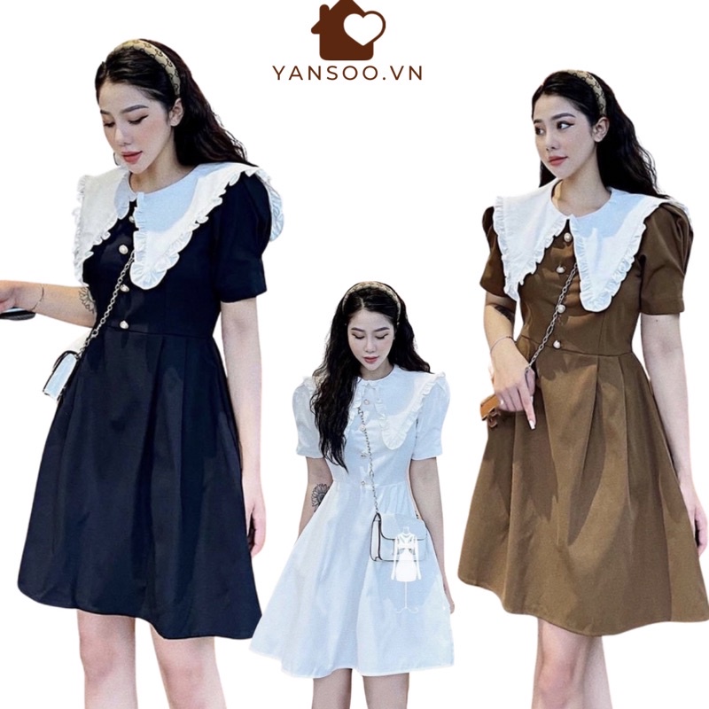 Váy chữ A cổ thuỷ thủ bèo chất thô mềm không nhăn ( ảnh thật ) by YANSOO