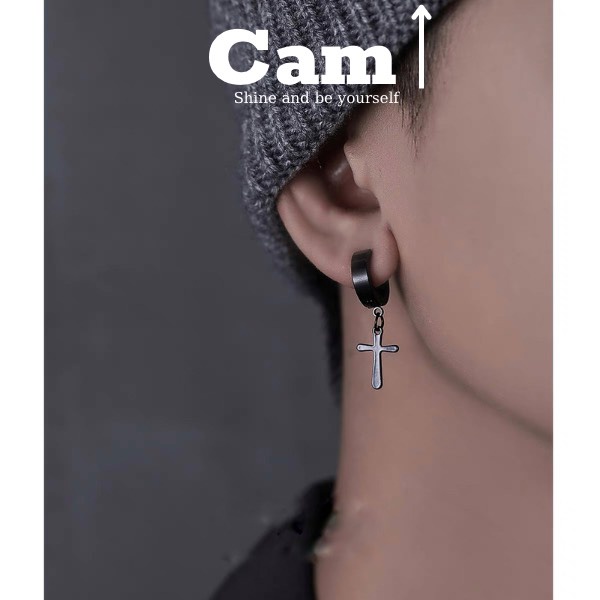 Khuyên Tai Nam Không Cần Bấm Lỗ GIÁ 1 CHIẾC, Khuyên Tai Kẹp Nhiều Lựa Chọn chữ thập, ngôi sao  Cam Accessories
